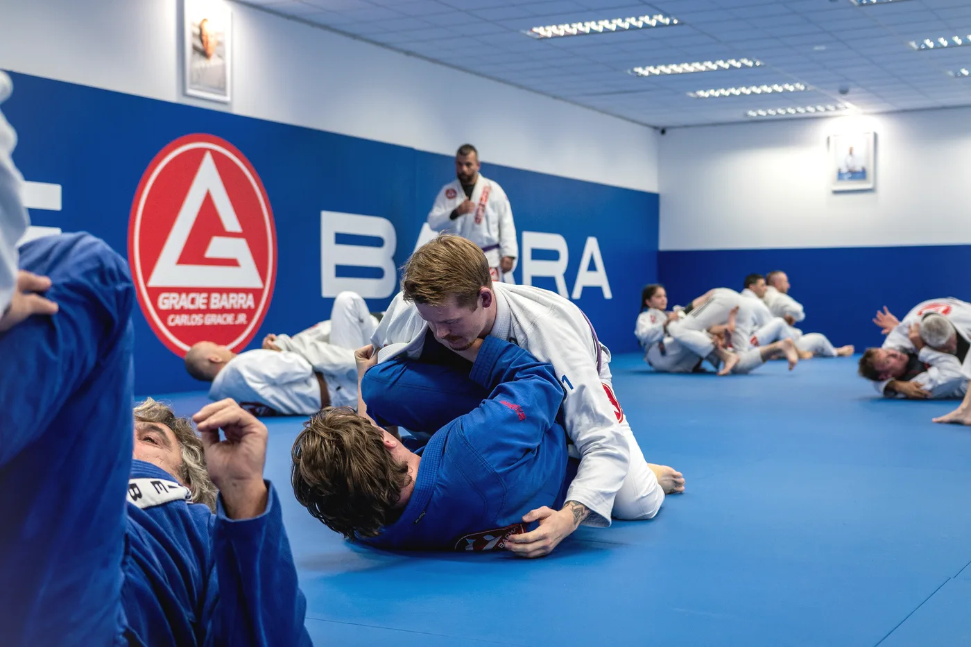 An adults class training at Gracie Barra Holbrooks