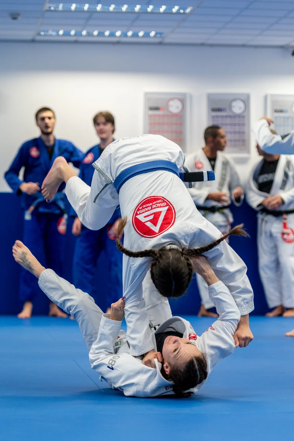 Two students practising a Jiu-Jitsu throw